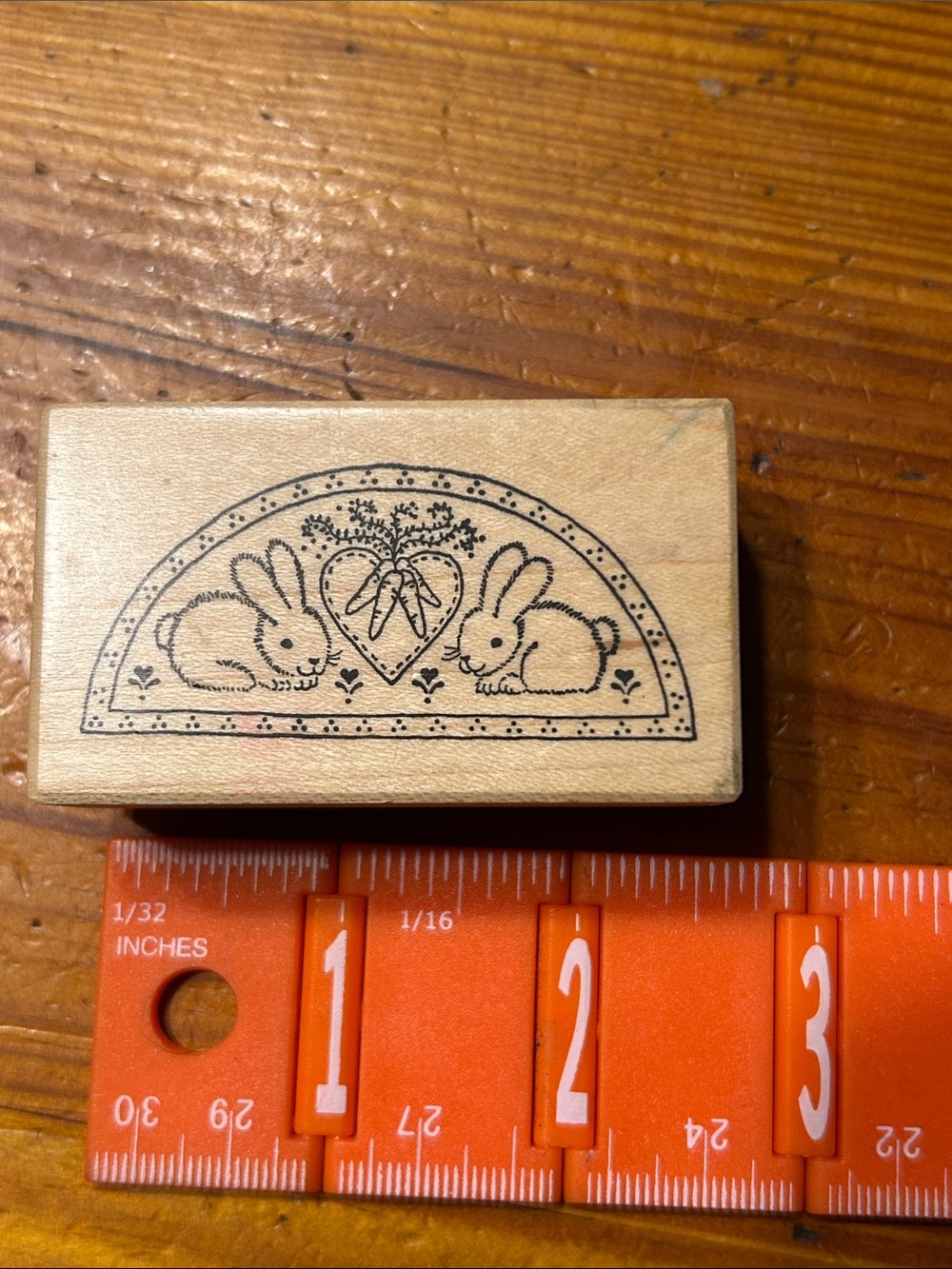 Cute Bunny Heart Rubber Stamp -